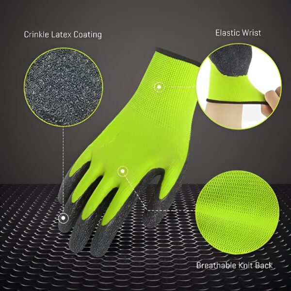 Crinkle Latex Coated Anti Cut Heat Resistant Work Glove for Construction Industrial Kitchen Gardening Gloves For Men and Women - Image 2