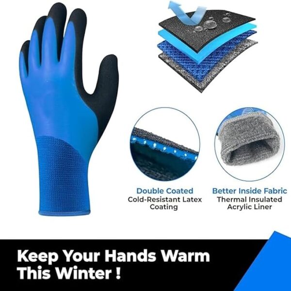 Waterproof Winter Work Gloves for Men and Women, Cut Resistant Touch screen, Freezer Gloves, Thermal Insulated, Gardening Agriculture Multi Purpose Gloves - Image 4
