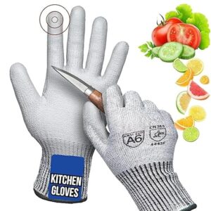 Cotton Anti Cut Resistant Level 5 Protection Kitchen Gloves For Cutting Vegetables-Hand Gloves For Kitchen Gloves For Cooking Home, Restaurants, Chef Cut-Proof Safety Gloves