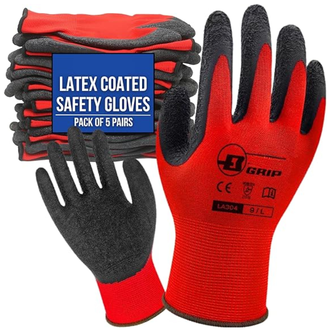 Latex Crinkle Coated Safety Gloves for Men Industrial Gloves - Hand Gloves for Men - Gardening Gloves - Working Gloves for Men - Rubber Gloves for Gardening Work - Anti Cut Resistant Gloves