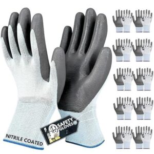Nitrile Coated Safety Gloves for Men Industrial Gloves - Hand Gloves for Men - Gardening Gloves - Working Gloves for Men - Rubber Gloves for Gardening Work - Anti Cut Resistant Gloves