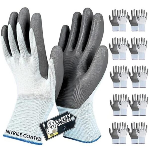 Nitrile Coated Safety Gloves for Men Industrial Gloves - Hand Gloves for Men - Gardening Gloves - Working Gloves for Men - Rubber Gloves for Gardening Work - Anti Cut Resistant Gloves