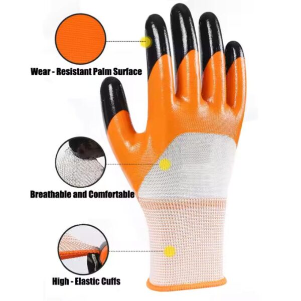 Tiger Print Multi Purpose Heavy Duty Reusable Washable Coated Work Safety Hand Gloves For Gardening Industrial Construction Agricultural Cleaning For Men & Women - Image 2